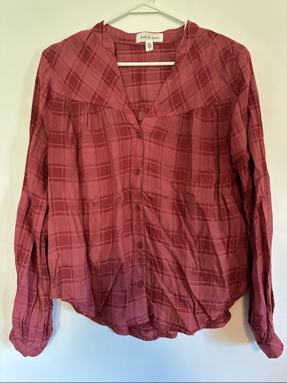 cloth & stone Rose Red Plaid Button-Front Shirt